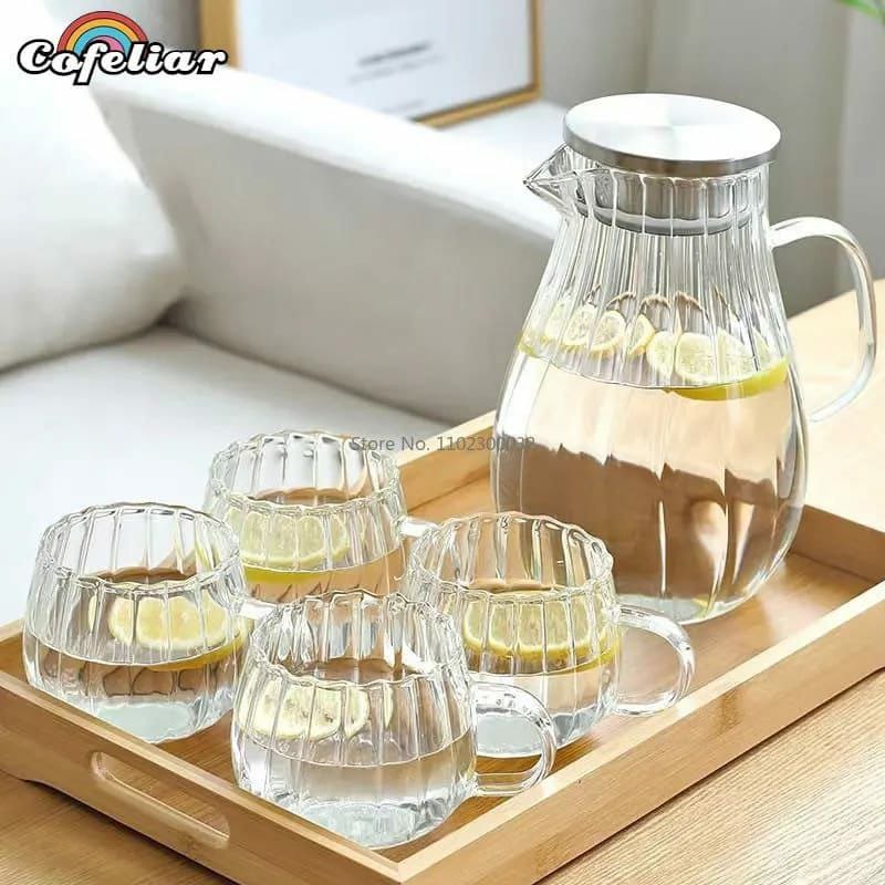 Stripped / pumpkin Transparent Teapot / Coffee /Juice/ Lemonade Jug Flower Tea Pot Hot/Cold Water Pitcher