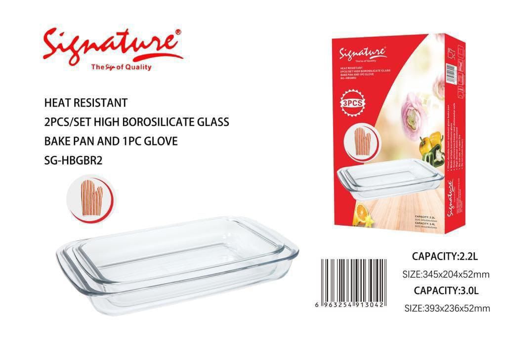 Set of 2 Glass Baking Pans (With 1 Glove)
