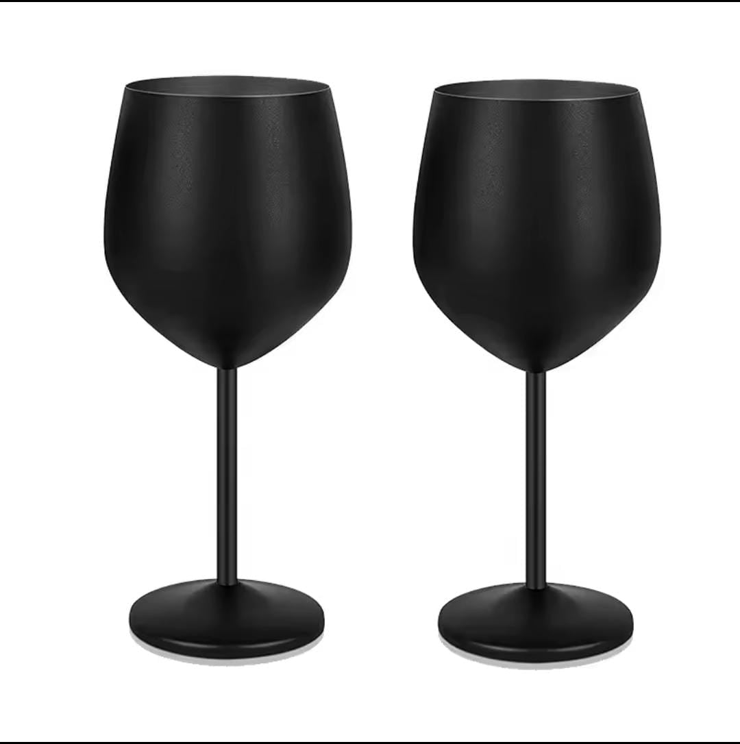 Elegant Stainless Steel Non-Breakable Goblets (2pcs)