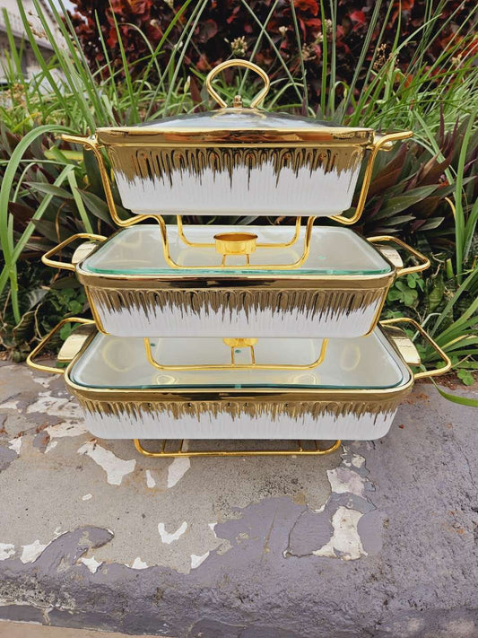 3-Piece Ceramic Chafing Dish Set