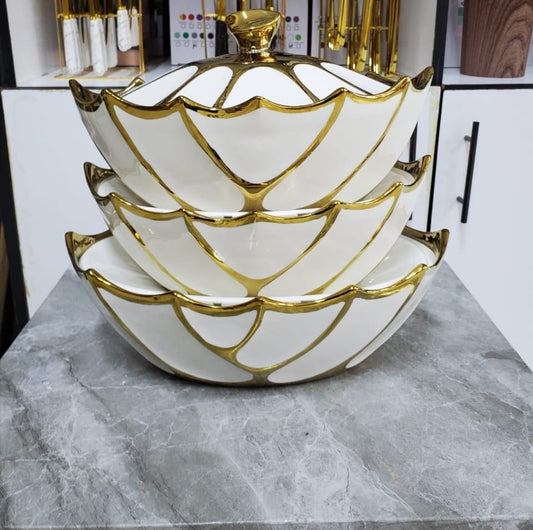 3-Piece Oval Ceramic Soup Bowl Set