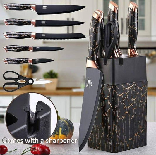 Marble Black Knife Set