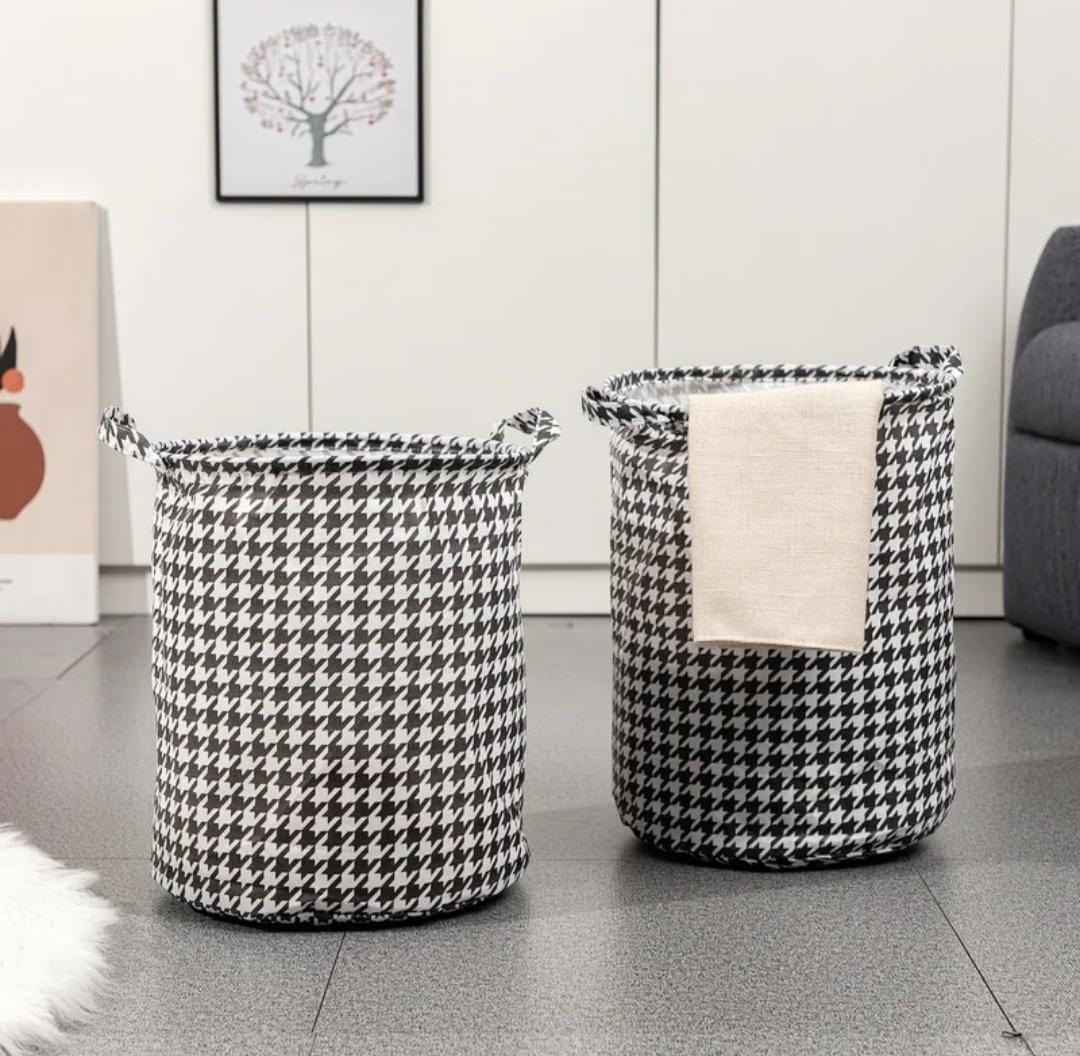 Foldable Houndstooth Laundry Hamper