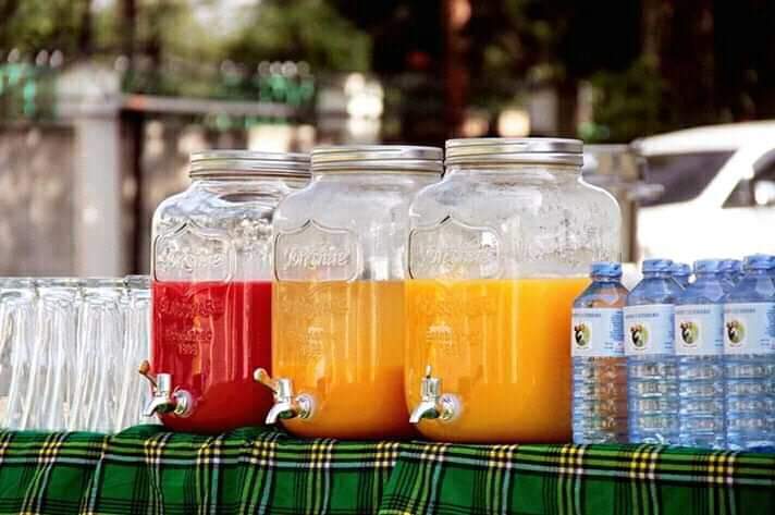 Glass Juice Dispenser with Half Stand