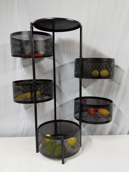 4-Layer Round Metallic Fruit Rack