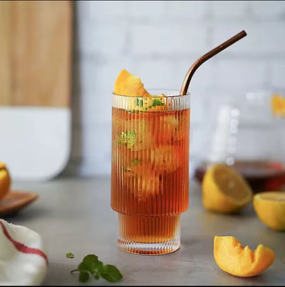 Creative Ribbed Crystal Glass Tumblers – 6pcs Set