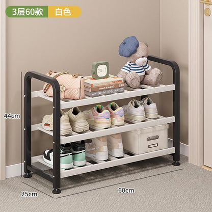 Entryway Bamboo Shoe Rack with Metal Stands