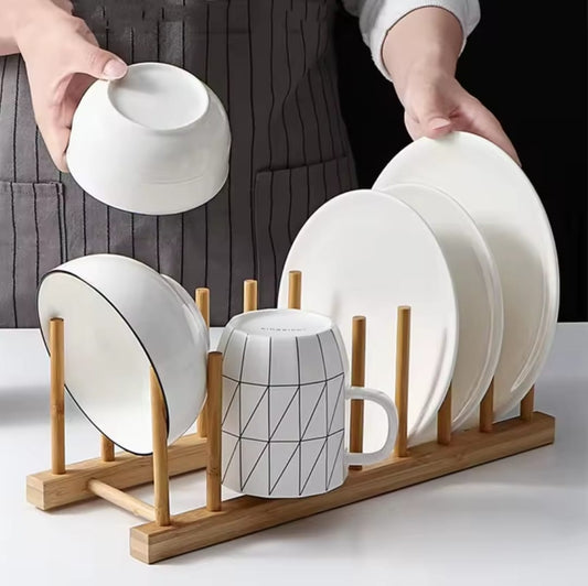 8-Slot Bamboo Plate Rack