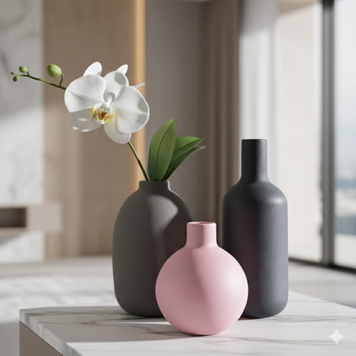 Set of 3 Simple Elegant Muted-Color Vases