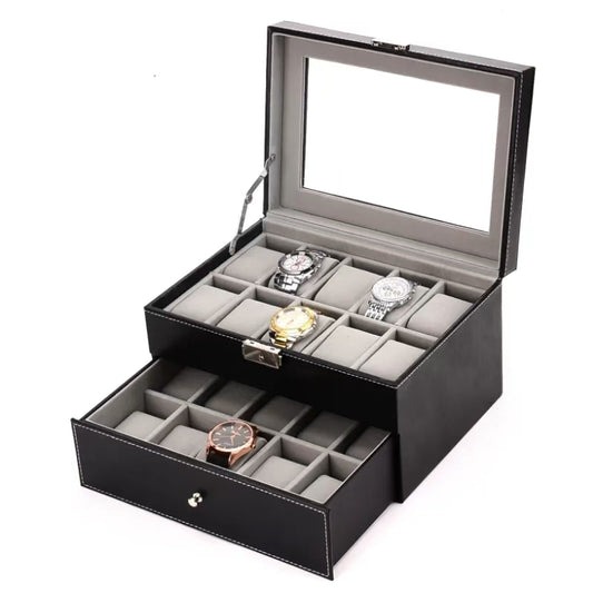 20-Slot Leather Watch Organizer