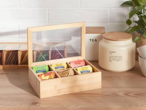 6-Grid Tea and Coffee Sachet Box Organizer