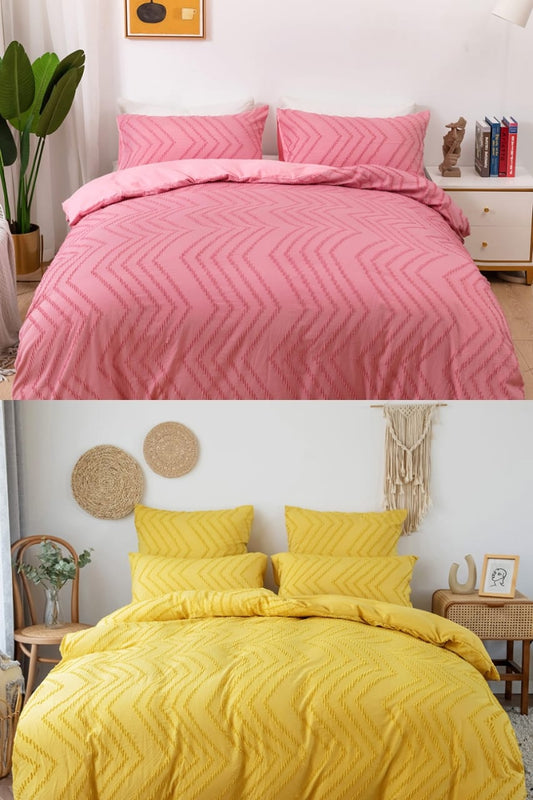 Luxury Tufted Wave Design Duvet Cover Set