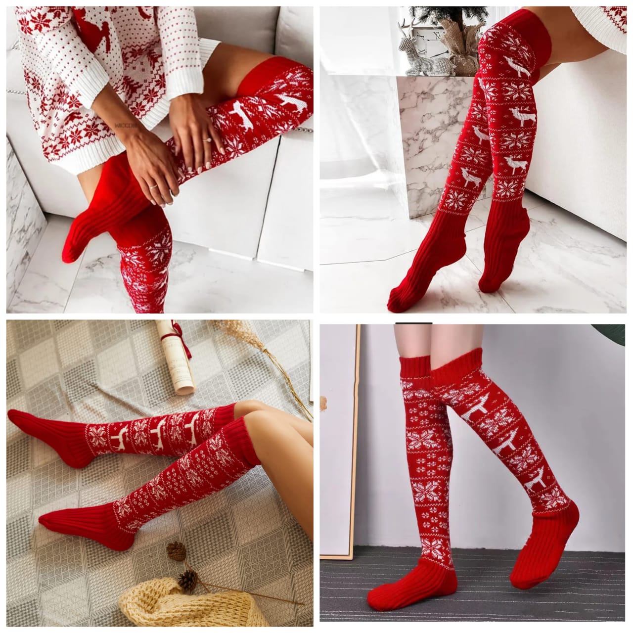 Stylish Winter Christmas-Themed Women’s Knit Leg Warmers