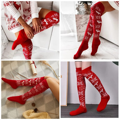 Stylish Winter Christmas-Themed Women’s Knit Leg Warmers