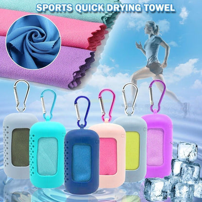 Portable Sports Quick-Dry Cooling Towel in Silicone Pouch