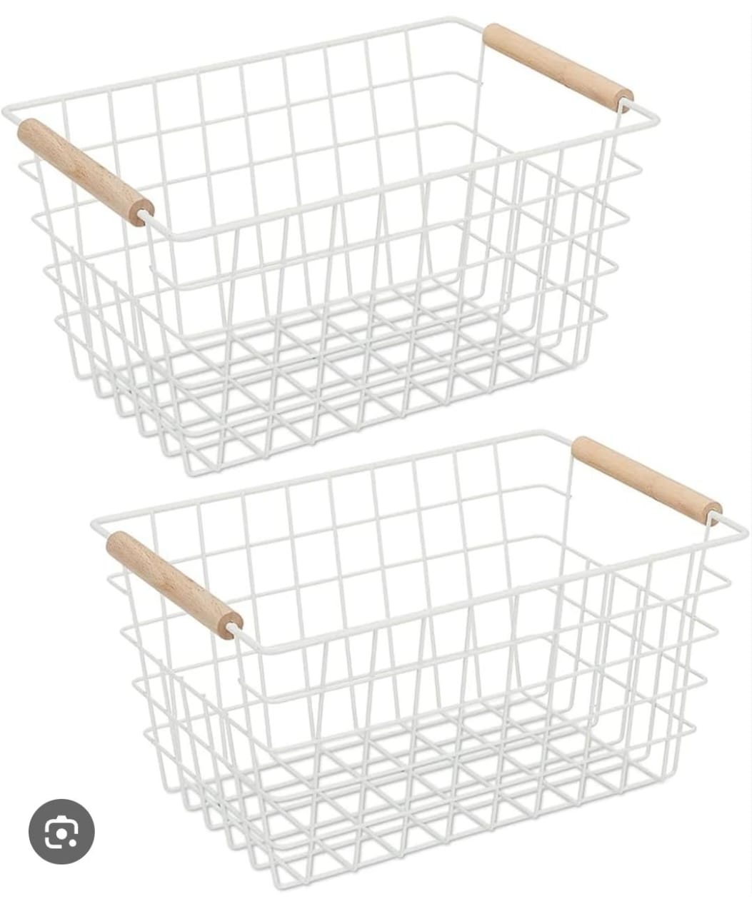 Multipurpose Metal Mesh Basket with Wooden Handle