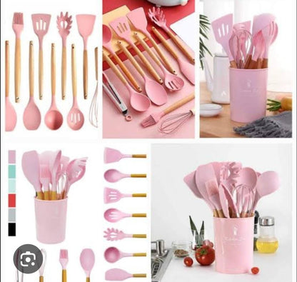11-Piece Non-Stick Silicone Cooking & Serving Spoon Set