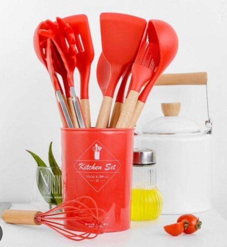 11-Piece Non-Stick Silicone Cooking & Serving Spoon Set