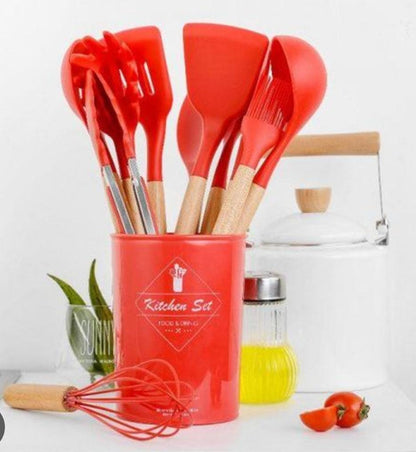 11-Piece Non-Stick Silicone Cooking & Serving Spoon Set