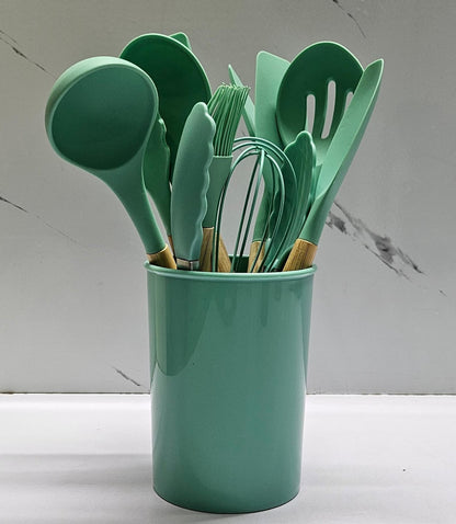 11-Piece Non-Stick Silicone Cooking & Serving Spoon Set