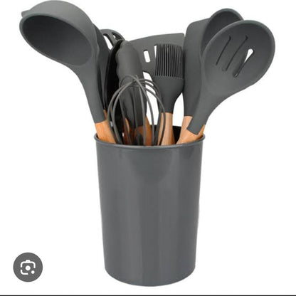 11-Piece Non-Stick Silicone Cooking & Serving Spoon Set