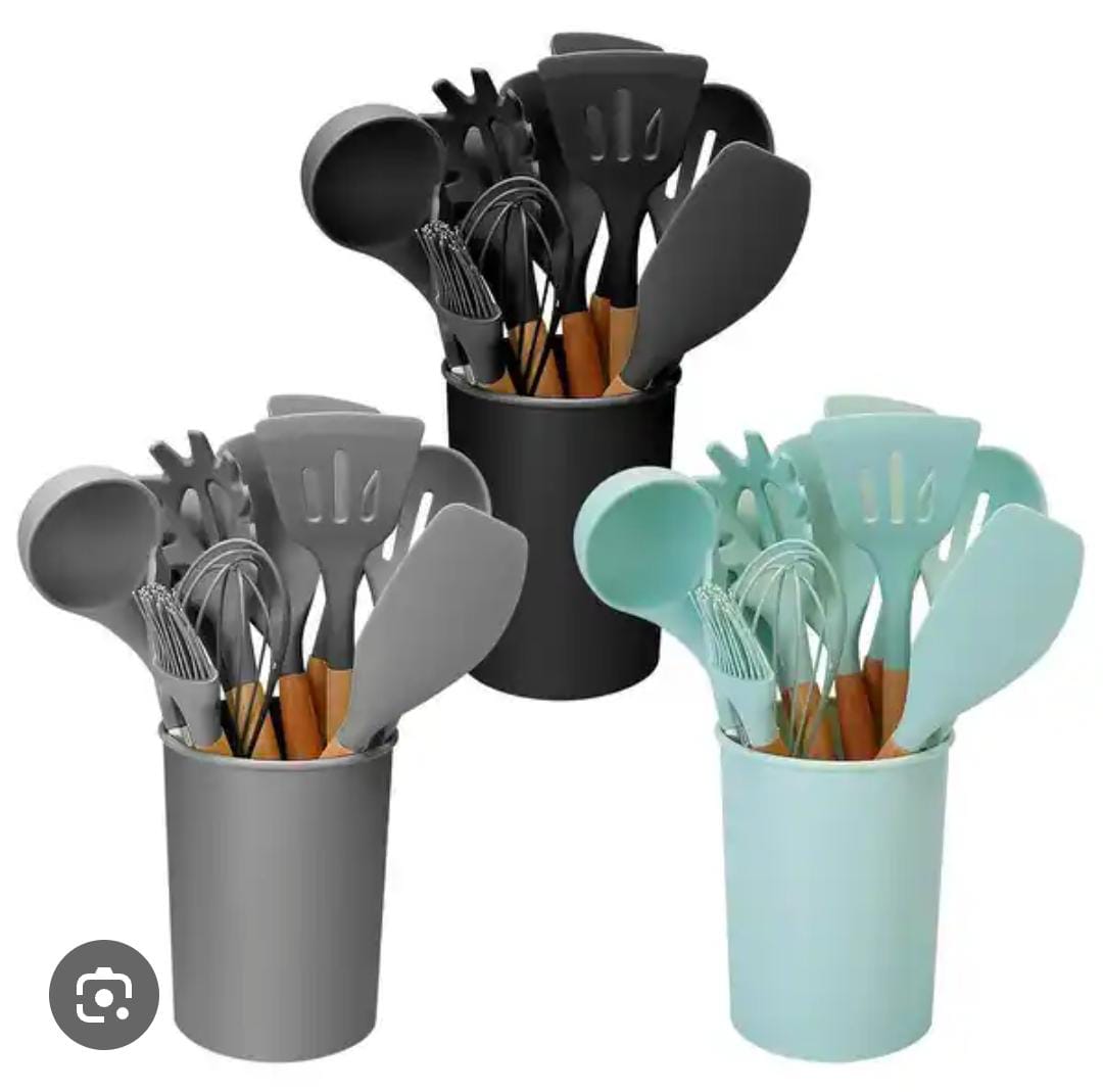 11-Piece Non-Stick Silicone Cooking & Serving Spoon Set