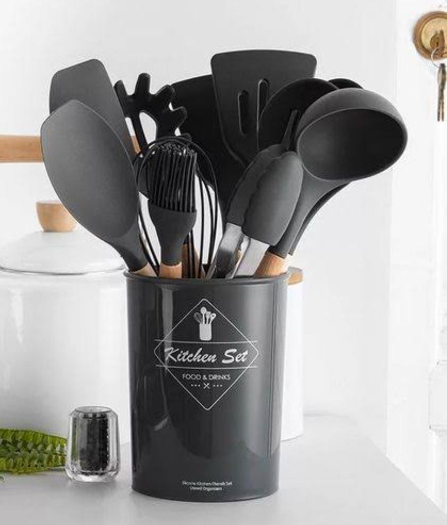 11-Piece Non-Stick Silicone Cooking & Serving Spoon Set
