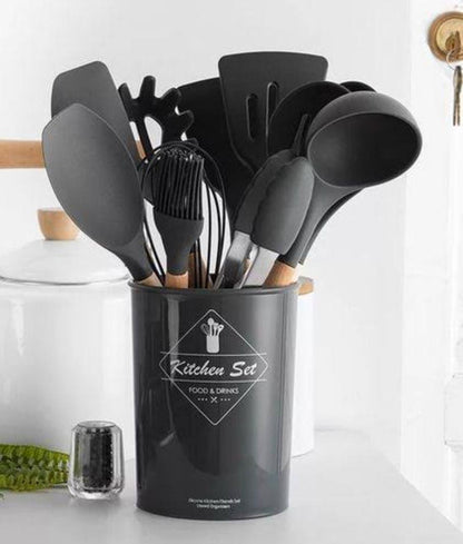 11-Piece Non-Stick Silicone Cooking & Serving Spoon Set