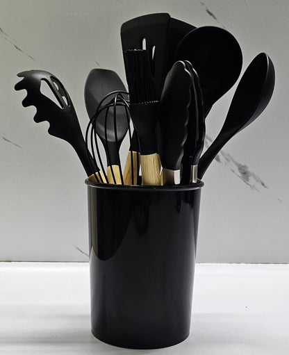11-Piece Non-Stick Silicone Cooking & Serving Spoon Set