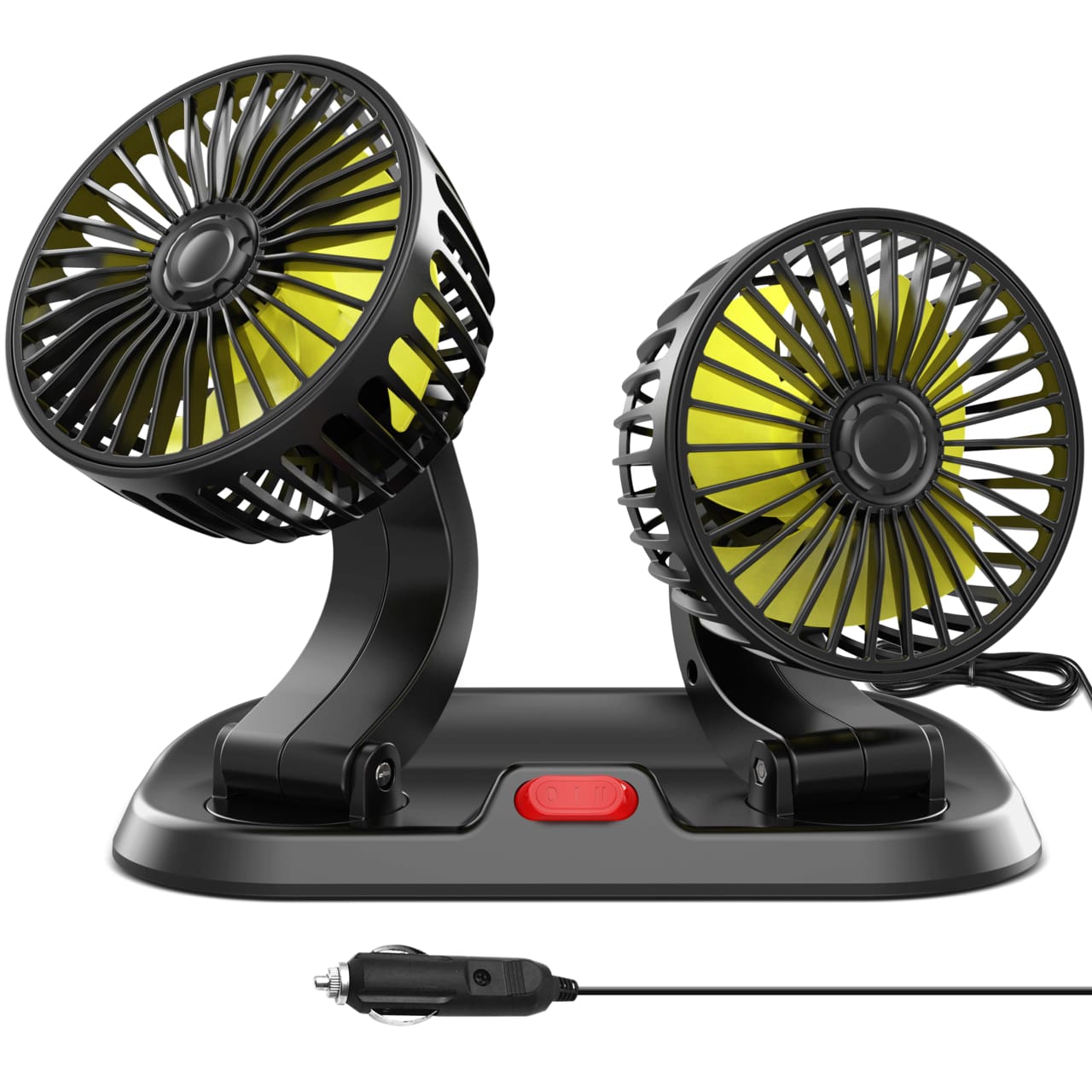 2-Speed Double-Headed Vehicle Fan – Car Cigar Lighter DC Powered