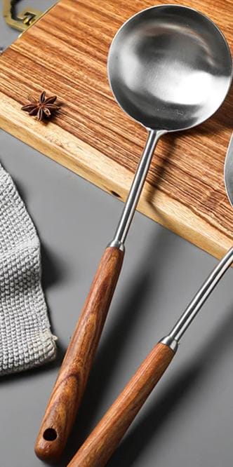 38cm Long Wooden Handle Serving Spoon 1PC