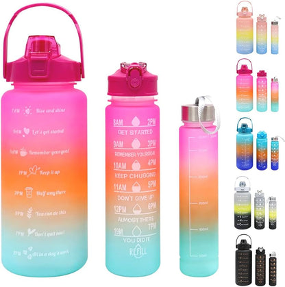 3-in-1 Motivation Water Bottle – 2L, 900ml, 300ml