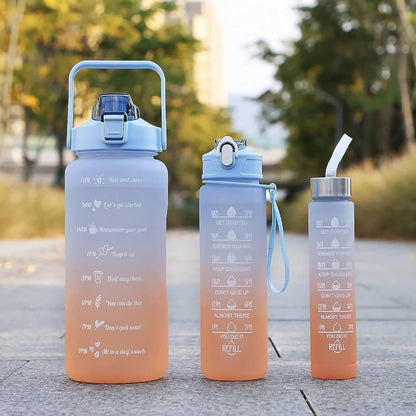 3-in-1 Motivation Water Bottle – 2L, 900ml, 300ml