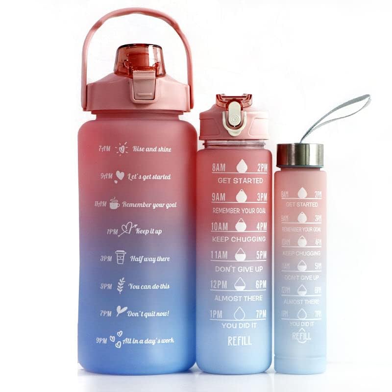 3-in-1 Motivation Water Bottle – 2L, 900ml, 300ml