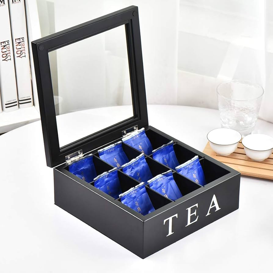9-Grid Tea Bag Organizer Box