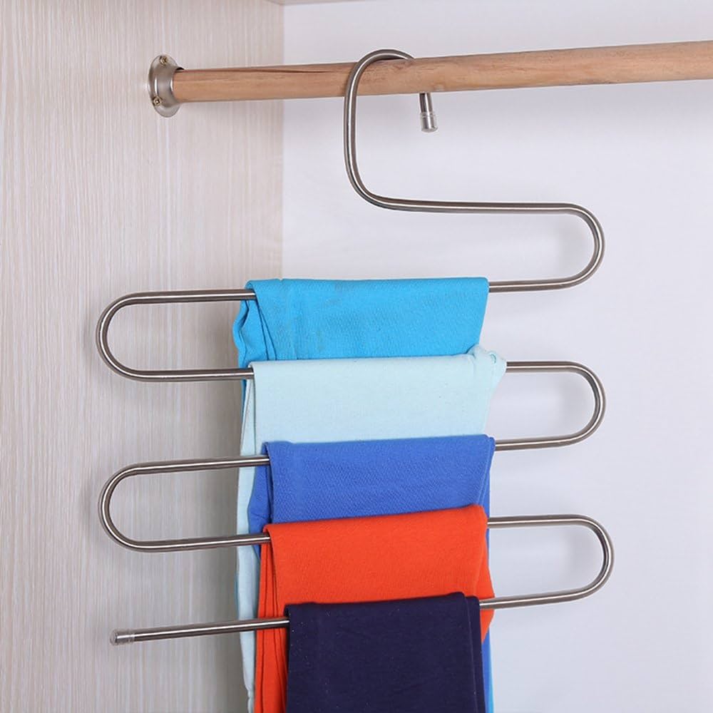 Space-Saving Heavy Stainless Steel Trouser Organizer – Multi-Purpose Hanger