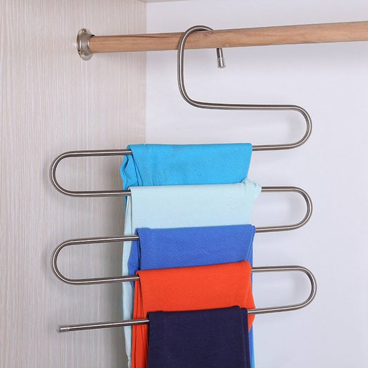 Space-Saving Heavy Stainless Steel Trouser Organizer – Multi-Purpose Hanger