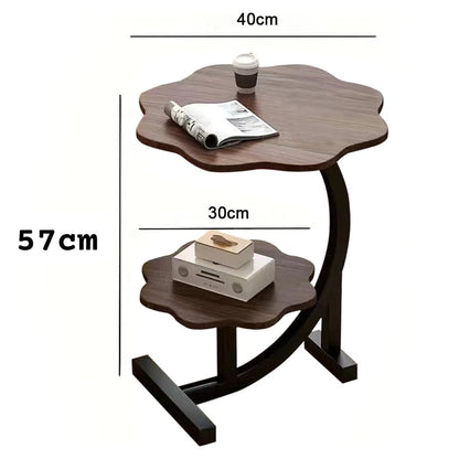 Wavy Top & Bottom Wooden Table with Metal Crescent Frame – 2-Layer
