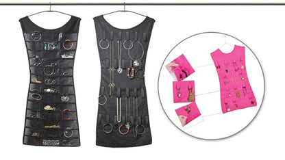 Dress-Shape Jewelry Organizer – 40 Pockets + 20 Loops