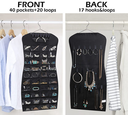 Dress-Shape Jewelry Organizer – 40 Pockets + 20 Loops