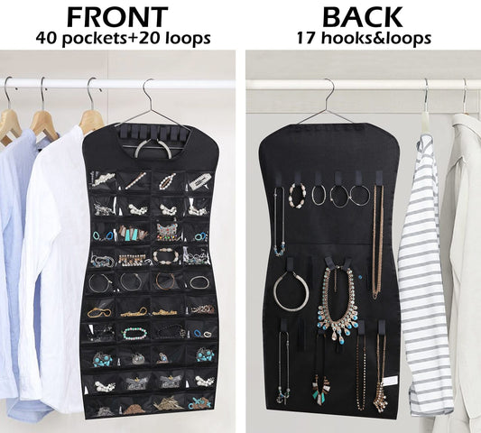 Dress-Shape Jewelry Organizer – 40 Pockets + 20 Loops