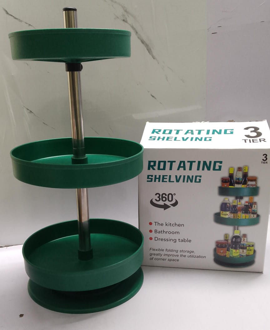 3-Tier Rotating Shelving Unit – Green