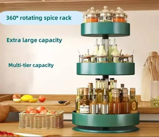 3-Tier Rotating Shelving Unit – Green