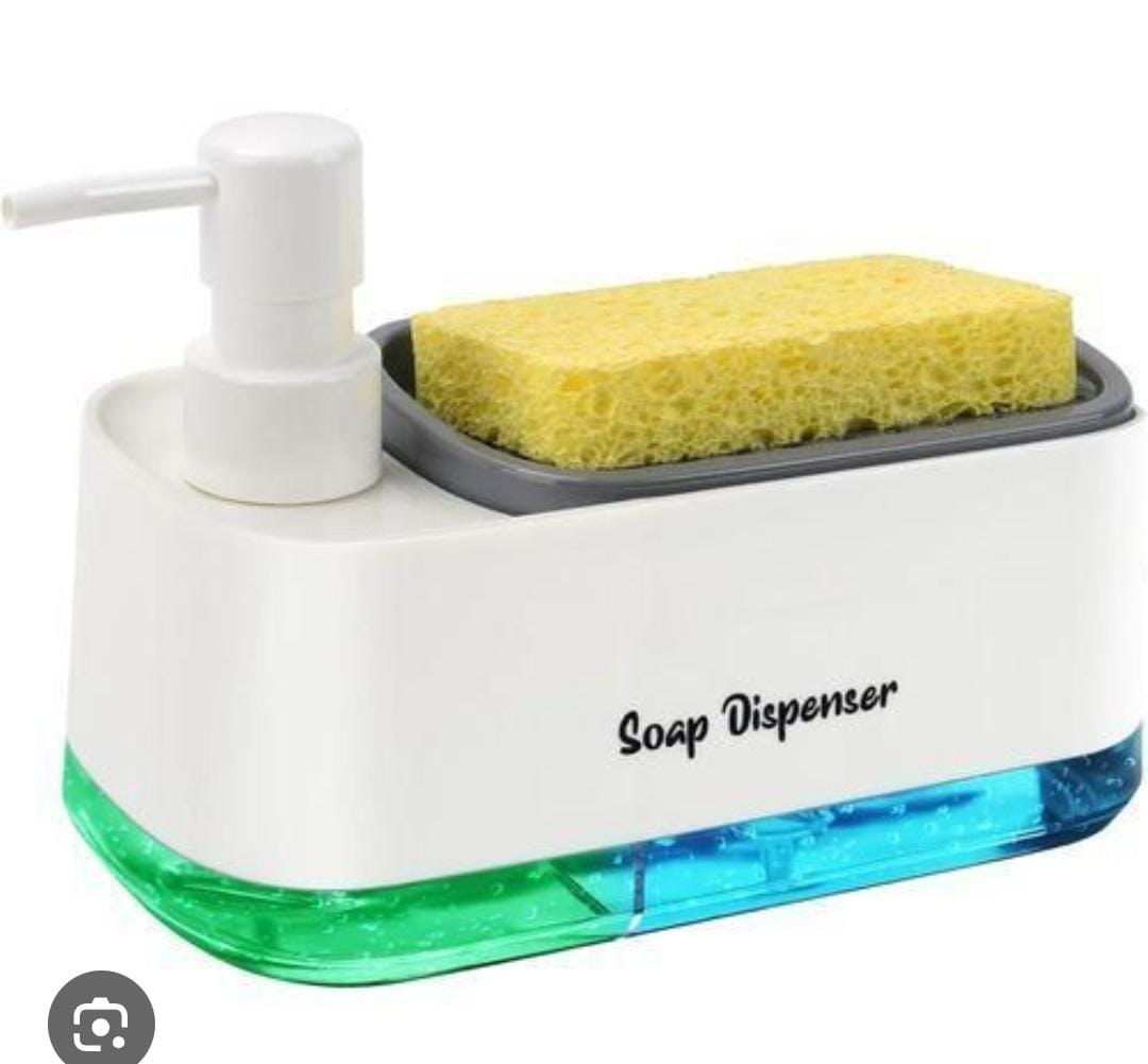 2-Compartment Soap Tray with Double Pump & Sponge Caddy
