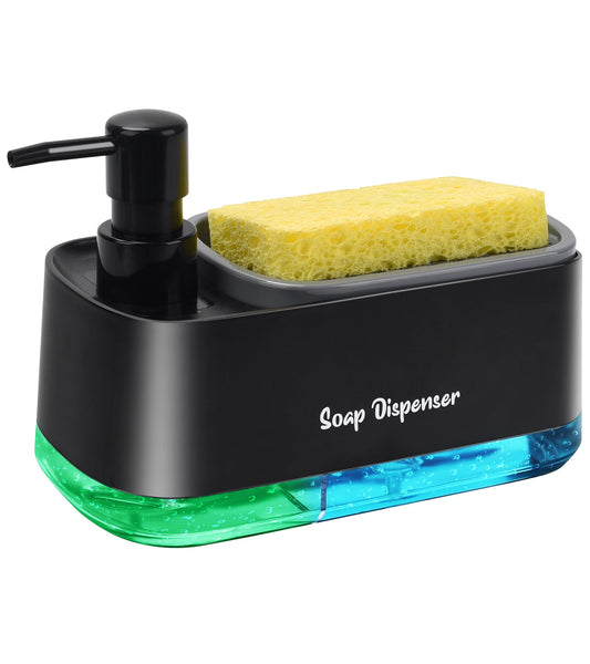 2-Compartment Soap Tray with Double Pump & Sponge Caddy