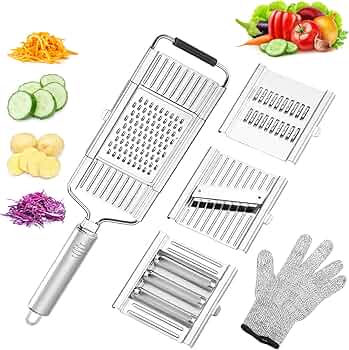 New Generation 4-in-1 Stainless Steel Grater with Interchangeable Blades