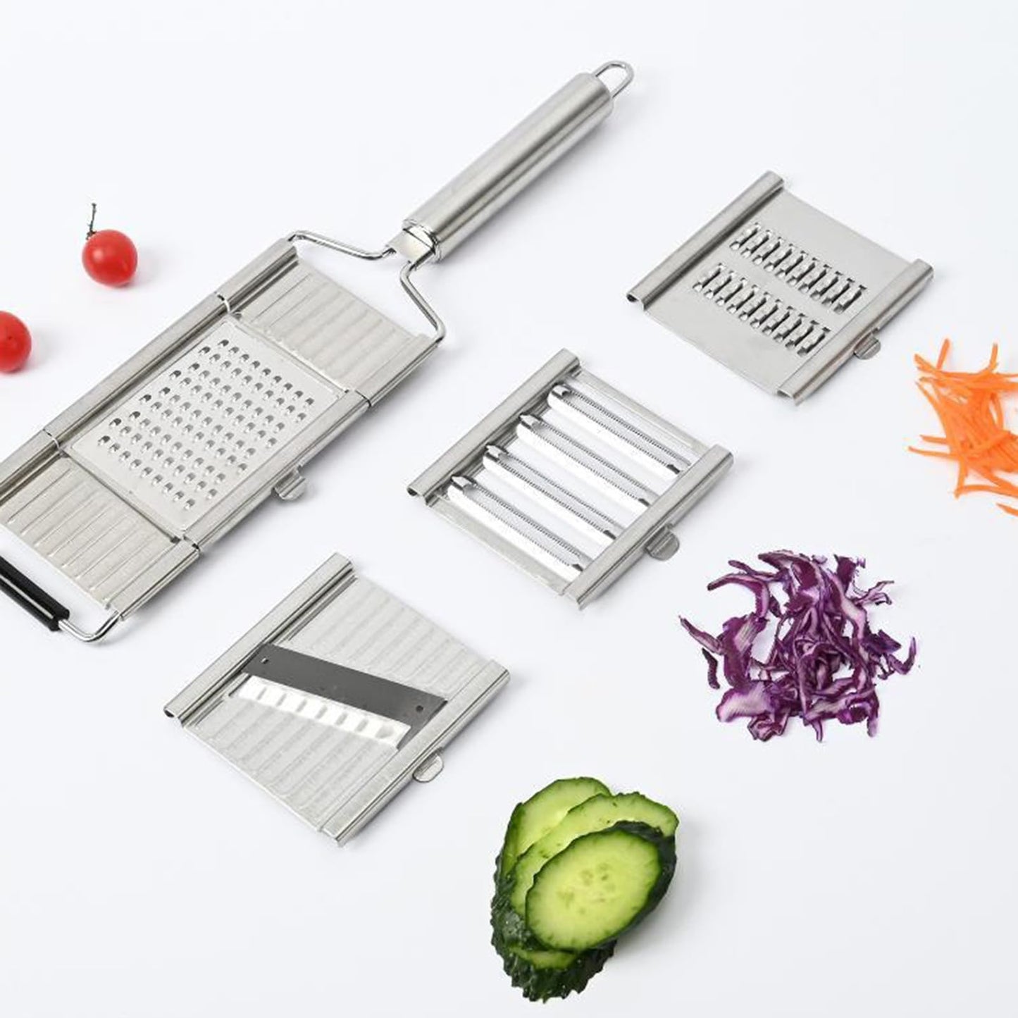 New Generation 4-in-1 Stainless Steel Grater with Interchangeable Blades