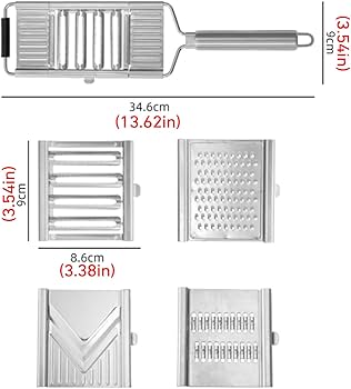 New Generation 4-in-1 Stainless Steel Grater with Interchangeable Blades