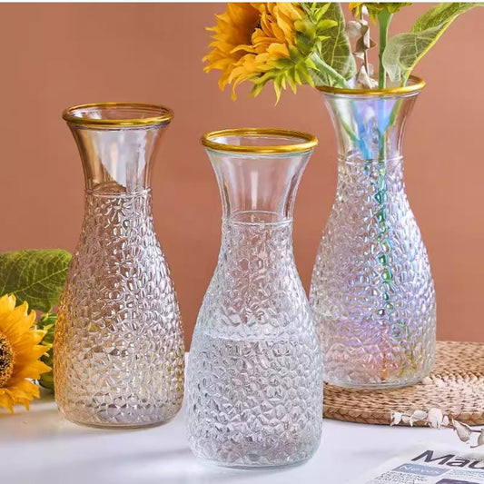 Gold Brim Glass Flower Vase