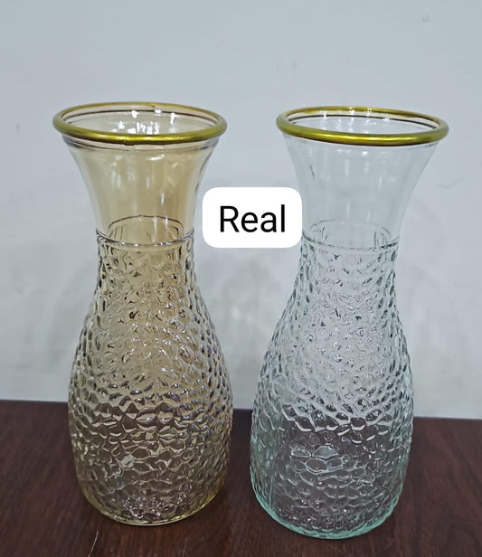 Gold Brim Glass Flower Vase